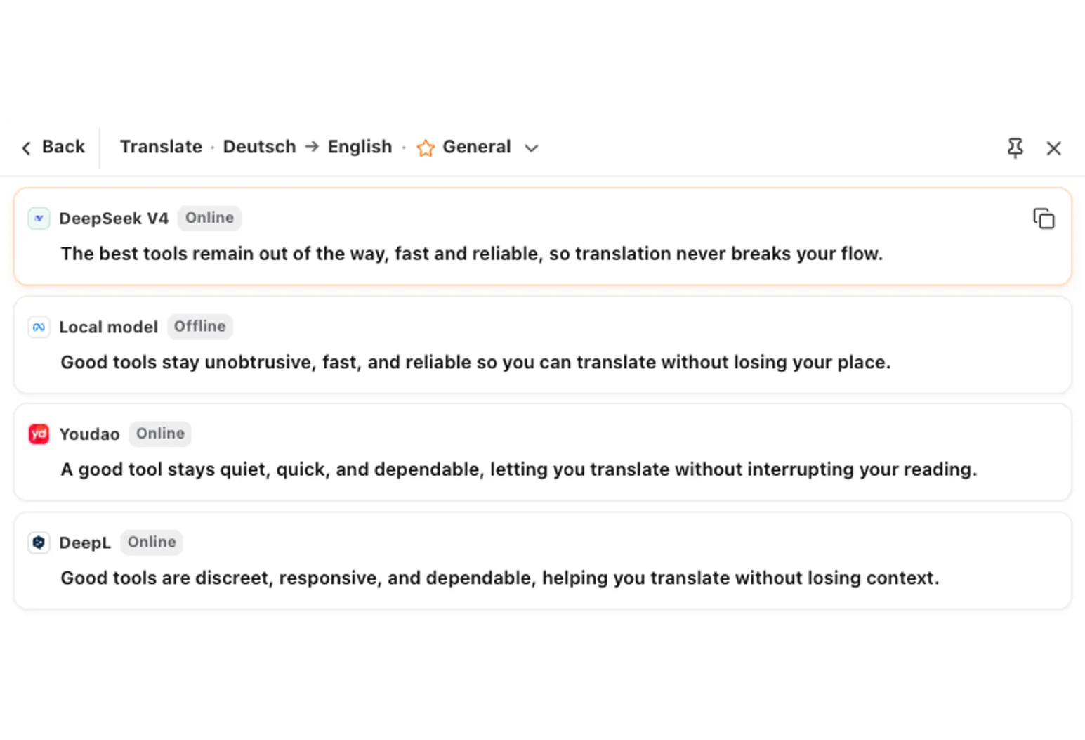 TranslateWindow multi-result comparison screenshot