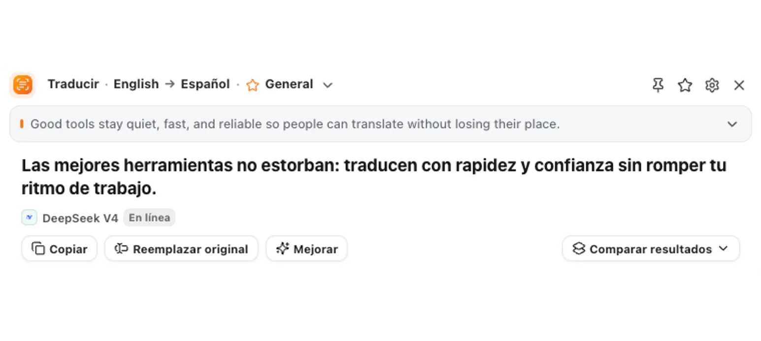 Ventana flotante de traducción de TranslateWindow