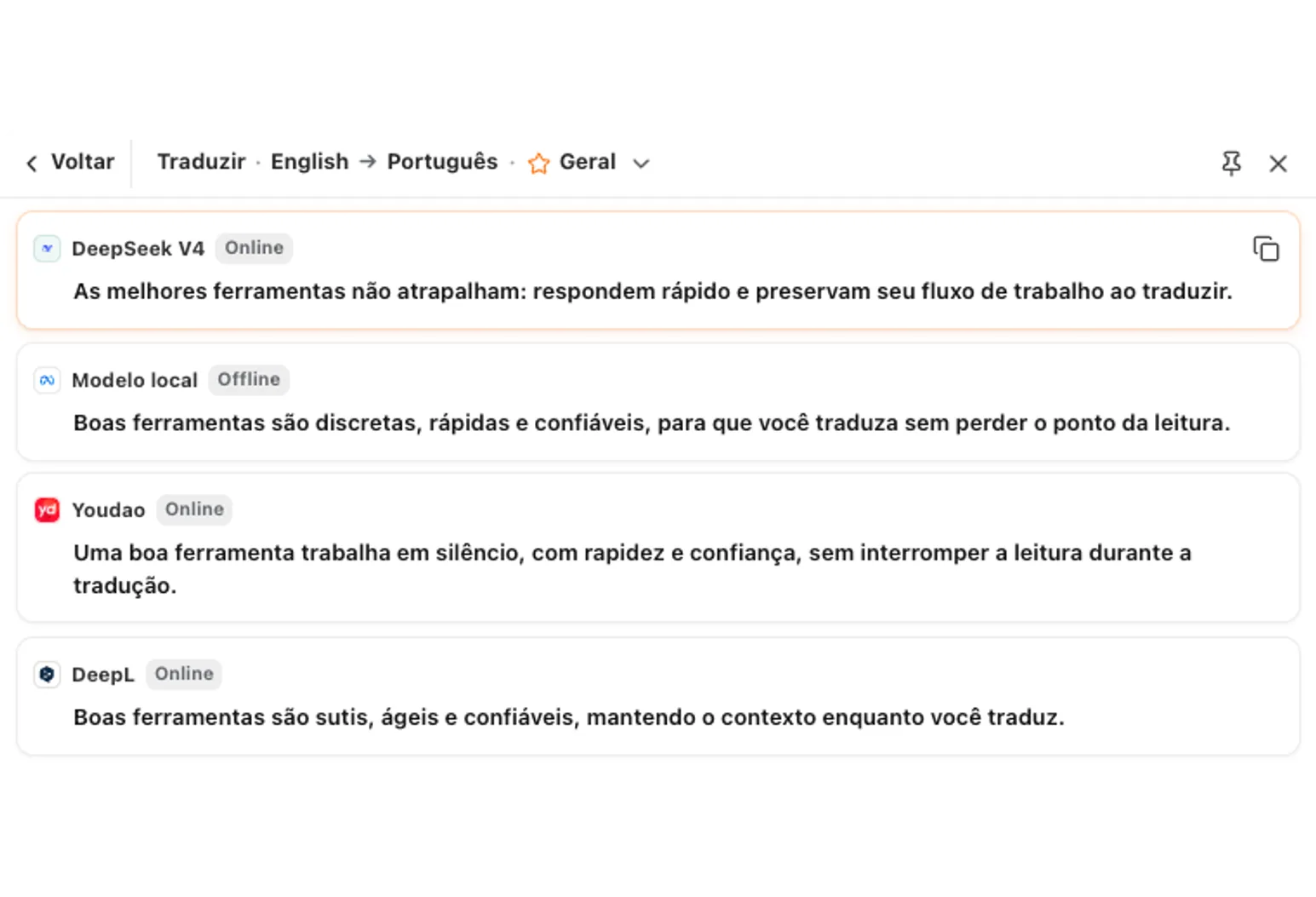 Comparação de traduções no TranslateWindow